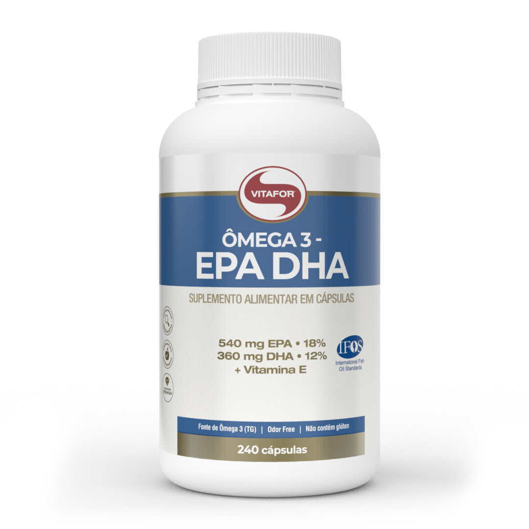 Ômega 3 EPA DHA: Ômega 3 + Vitamina E 240 Cápsulas